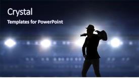  Presentation with guitar - Presentation design with music instrument players - rock guy with guitar mixed background and a navy blue colored foreground