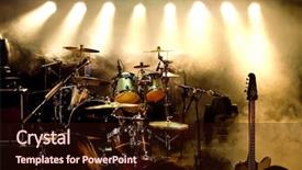 Presentation with music - Beautiful theme featuring music instruments drums guitar backdrop and a wine colored foreground