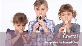  Presentation with recorder - Amazing theme having music note cute - three young girls playing backdrop and a light blue colored foreground