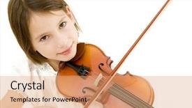  Presentation with scroll paper isolated on white - Amazing PPT theme having young girl with violin isolated backdrop and a coral colored foreground