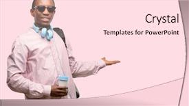  Presentation with black women student - Amazing presentation design having music invitation - african black man student confident backdrop and a  colored foreground