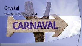  Presentation with carnival - PPT layouts enhanced with music invitation - carnival in portuguese wooden sign background and a light blue colored foreground