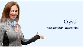  Presentation with gym - PPT theme with music invitation - middle age gym fit woman background and a  colored foreground