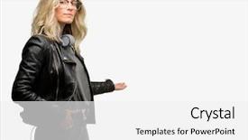  Presentation with headphones - Colorful PPT theme enhanced with music invitation - young student woman with headphones backdrop and a  colored foreground