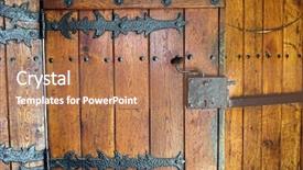  Presentation with medieval - PPT theme featuring music justice - detail from a medieval gate background and a coral colored foreground