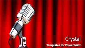  Presentation with vintage music - Beautiful theme featuring music entertainment - vintage microphone against the background backdrop and a wine colored foreground