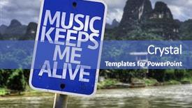  Presentation with alive - Cool new presentation theme with music keeps me alive sign with a forest background backdrop and a teal colored foreground