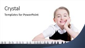  Presentation with college education happy smiling - PPT theme having music keyboard - portrait of cute happy smiling background and a white colored foreground