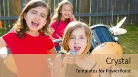  Presentation with concert band dancing - Amazing presentation having music kids - blond kid singer girl singing backdrop and a coral colored foreground