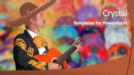  Presentation with latin music - Audience pleasing presentation theme consisting of music latin - charro mariachi playing guitar backdrop and a coral colored foreground