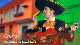  Presentation with latin music - Amazing PPT layouts having music latin - charro mariachi singer playing guitar backdrop and a tawny brown colored foreground