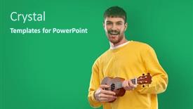  Presentation with yellow music - Beautiful presentation theme featuring music-leisure-and-people-concept backdrop and a ocean colored foreground