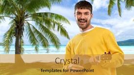  Presentation with polynesia - Cool new PPT theme with music-leisure-and-summer-holidays backdrop and a gold colored foreground