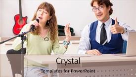  Presentation with online music lesson piano - Slides having music lesson with male teach background and a coral colored foreground