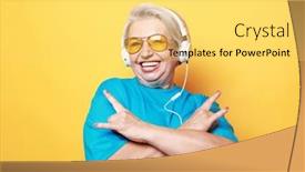  Presentation with old music - PPT theme consisting of music-lover-funny-old-lady background and a yellow colored foreground