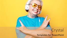  Presentation with rock music - Slide deck featuring music-lover-portrait-of-smiling background and a yellow colored foreground