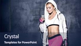  Presentation with role play woman and man - PPT theme having music modeling - attractive fitness woman with mp3 background and a navy blue colored foreground