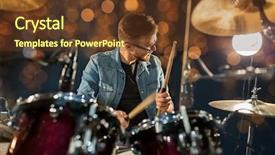  Presentation with music instruments - Colorful PPT layouts enhanced with music musical instruments and entertainment backdrop and a tawny brown colored foreground