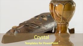 Presentation with mask recognition - Beautiful PPT theme featuring music native instruments - african drum with mask backdrop and a coral colored foreground