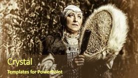  Presentation with tambourine - Colorful theme enhanced with music native instruments - elderly woman is a shaman backdrop and a tawny brown colored foreground