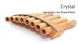  Presentation with engineering robotics development closeup electronics - Presentation theme having music native instruments - panflute closeup background and a  colored foreground