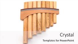  Presentation with music instruments - Cool new slide set with music native instruments - panflute backdrop and a sky blue colored foreground