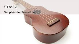  Presentation with ukulele - Audience pleasing theme consisting of music native instruments - ukulele isolated on white backdrop and a soft green colored foreground