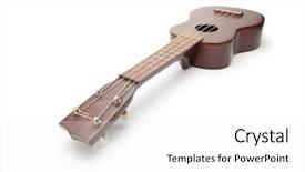  Presentation with ukulele - PPT layouts having music native instruments - vintage ukulele isolated on white background and a white colored foreground