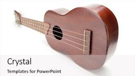  Presentation with music instruments - Amazing slides having music native instruments - vintage ukulele isolated on white backdrop and a light gray colored foreground