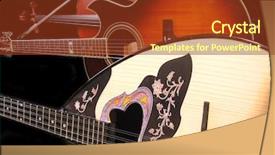  Presentation with guitar - Slide deck consisting of music native instruments - viola guitar and bouzouki background and a tawny brown colored foreground
