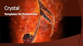  Presentation with music note - Audience pleasing presentation theme consisting of music note - bright flamy symbol backdrop and a tawny brown colored foreground