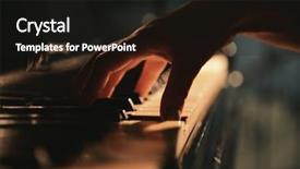  Presentation with music note - Amazing PPT layouts having music note - female hand playing piano backdrop and a black colored foreground