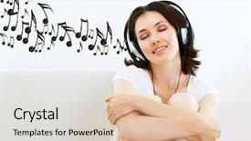  Presentation with laminar hood in operation room - Colorful slides enhanced with music note - girl with headphones in room backdrop and a lemonade colored foreground