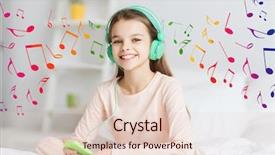  Presentation with smartphone - Presentation theme consisting of music note - happy girl lying in bed background and a lemonade colored foreground