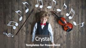  Presentation with music note - Amazing presentation having music note - little musician with violin backdrop and a gray colored foreground
