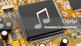  Presentation with computer music - Presentation with music note on computer chip background and a gray colored foreground