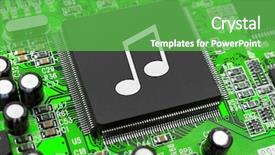  Presentation with computer music - Beautiful slide set featuring music note on computer chip backdrop and a seafoam green colored foreground