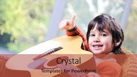  Presentation with guitar - Slides with music note cute - little boy playing guitar background and a red colored foreground
