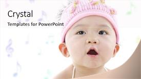  Presentation with asian - Audience pleasing presentation theme consisting of music note cute - little pan asian girl singing backdrop and a white colored foreground