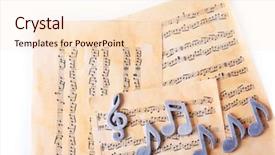  Presentation with music notes - PPT theme having music notes on table background and a lemonade colored foreground