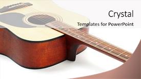  Presentation with guitar - Presentation design with music notes stave - guitar isolated on white background and a white colored foreground