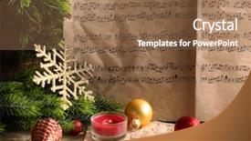 Presentation with music notes - Presentation design featuring music notes with christmas decoration background and a coral colored foreground