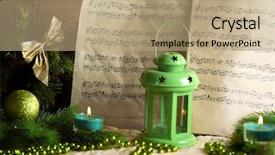  Presentation with christmas music - Cool new slides with music notes with christmas decoration backdrop and a coral colored foreground
