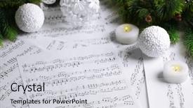  Presentation with christmas music - Presentation design with music notes with christmas decoration background and a light gray colored foreground