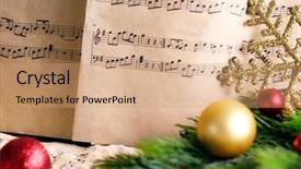  Presentation with music notes - Presentation design featuring music notes with christmas decoration background and a  colored foreground