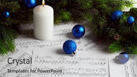  Presentation with music notes - Amazing PPT theme having music notes with christmas decoration backdrop and a light gray colored foreground
