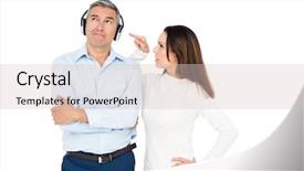  Presentation with angry - Slide set consisting of music nots - angry couple arguing and ignoring background and a  colored foreground