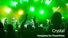 Presentation with live music concert - Slide deck enhanced with music nots - fans cheering at an open-air background and a forest green colored foreground
