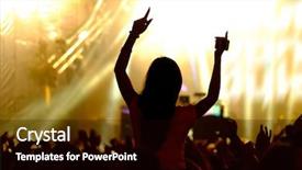  Presentation with live music concert - Slides featuring music nots - fans cheering at open-air live background and a  colored foreground