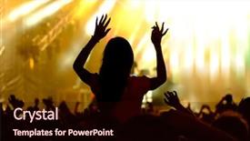  Presentation with live music concert - Presentation theme consisting of music nots - fans cheering at open-air live background and a  colored foreground